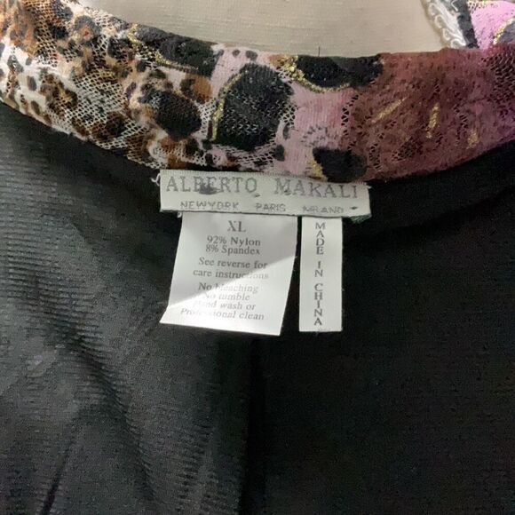 Alberto Makali VTG Animal Print Mesh Lined Shirt Jacket Purple Black Snaps XL - Picture 7 of 9